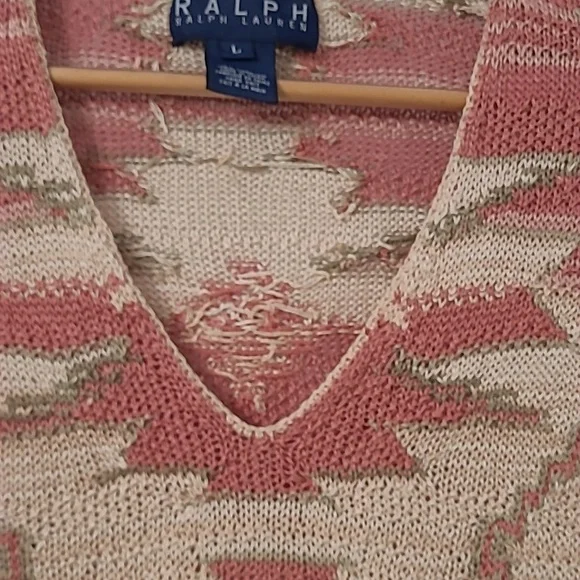 Soft Cotton Linen Knit Sweater Native Neutral Tan & Soft Colors Turquoise - Picture 3 of 5